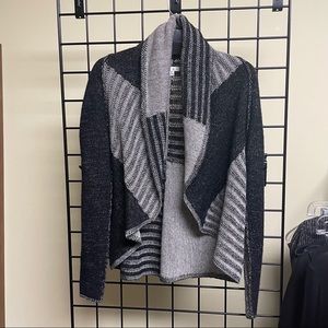 CAbi #483 open patchwork waterfall sweater